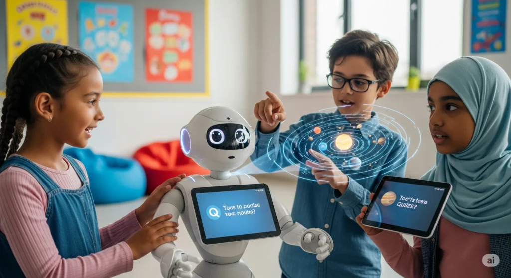 Children engaging with AI tutor for personalized learning